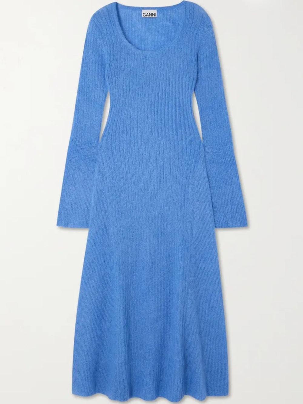 Ganni Ribbed Mohair Blend Maxi Dress